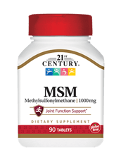21st Century MSM （メチルサルフォニルメタン）最大強度 1,000 mg 90錠