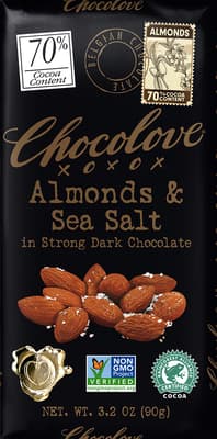 CHOCOLOVE アーモンド＆シーソルト入りストロングダークチョコレート 90 g
